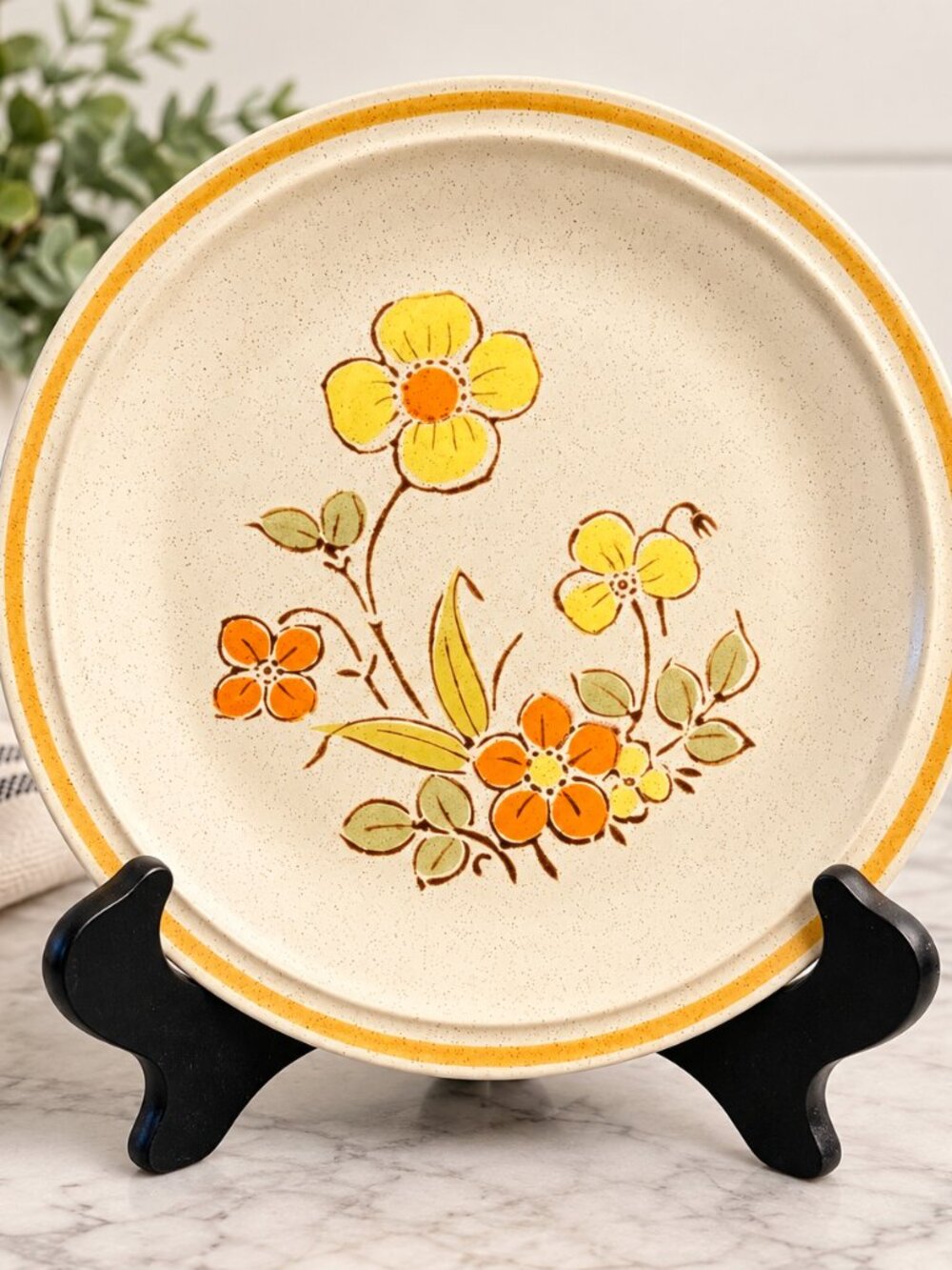 Vintage Hearthside Garden Festival Sunshine Flowers Salad Plate Handpainted